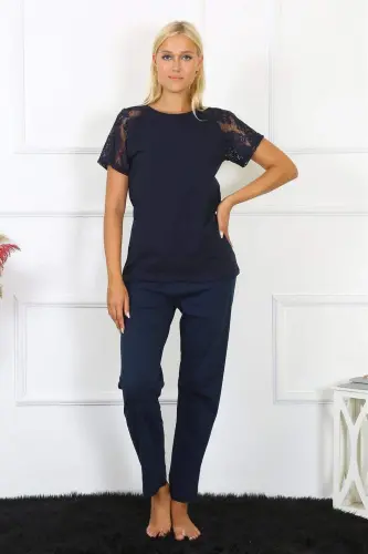 Angelino Women's Lace Detailed Knitted Pajama Set 4150 - BÜYÜKBEDENIZ (1)