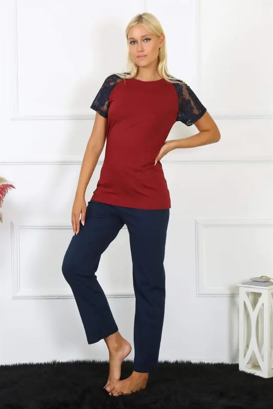 Angelino Women's Lace Trimmed Jersey Pajama Set 4149 - 5