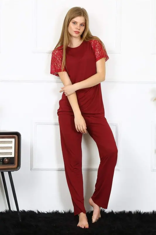 Angelino Women's Lace Trimmed Jersey Pajama Set 4152 - 1