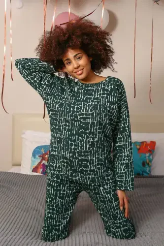 Angelino Women's Long Sleeve 3-Thread Knit Pajama Set 4181 - 5