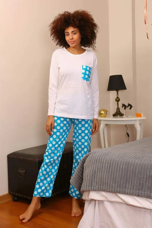 Angelino Women's Long Sleeve Cotton Pajamas Set 4197 - BÜYÜKBEDENIZ