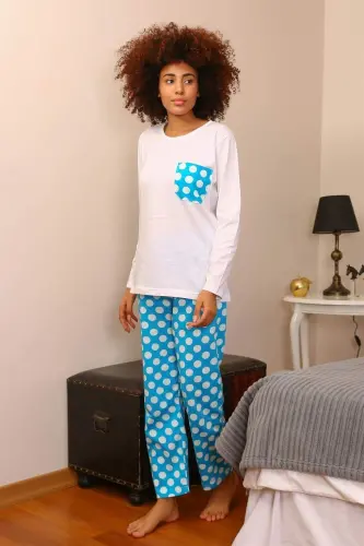 Angelino Women's Long Sleeve Cotton Pajamas Set 4197 - BÜYÜKBEDENIZ (1)