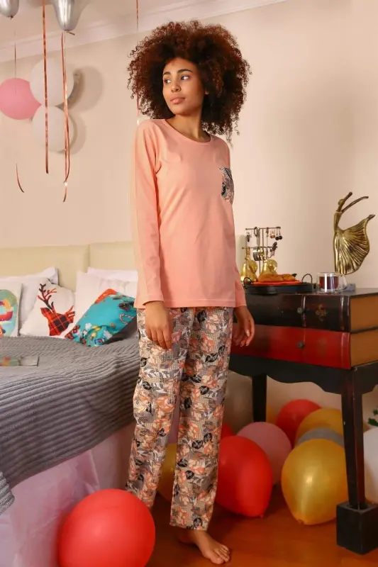 Angelino Women's Long Sleeve Cotton Pyjama Set 4196 - 5