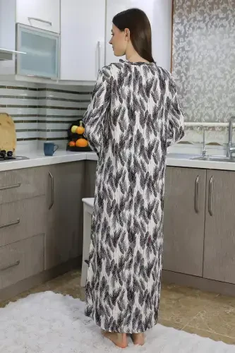 Angelino Women's Long Sleeve Knitted Nightgown Home Dress Purple 25500 - BÜYÜKBEDENIZ (1)