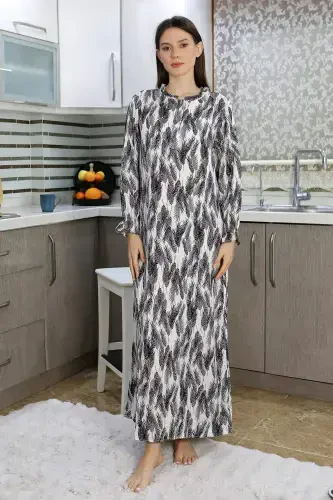 Angelino Women's Long Sleeve Knitted Nightgown Home Dress Purple 25500 - 3