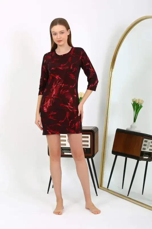 Angelino Women's Micro Fabric Mini Shiny Dress 7421 Red - 2