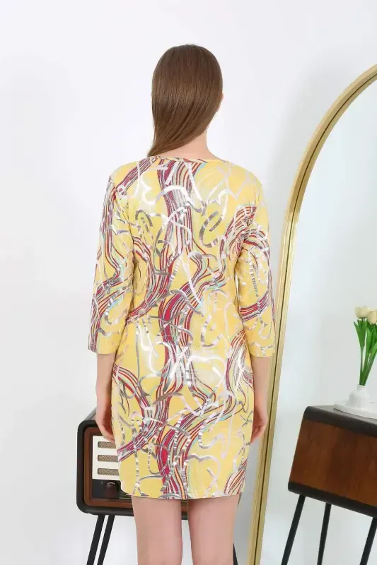 Angelino Women's Micro Fabric Mini Shiny Dress 7421 Yellow - 5