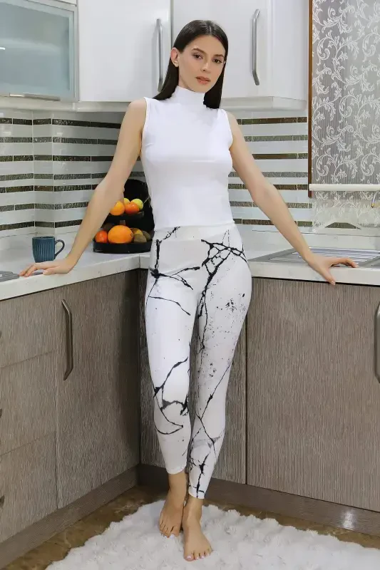 Angelino Women's Micro Patterned Tights White 5920 - BÜYÜKBEDENIZ