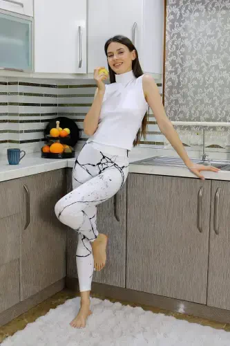 Angelino Women's Micro Patterned Tights White 5920 - 3