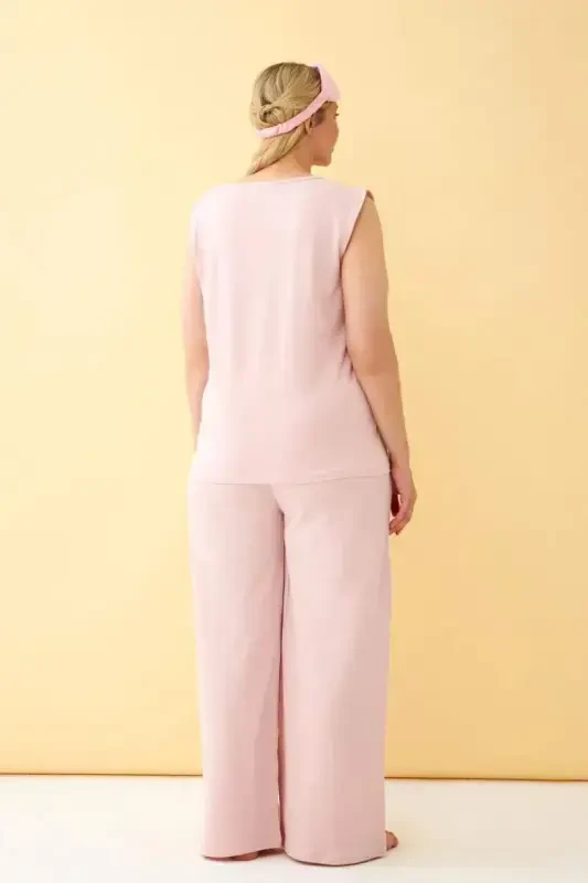 Angelino Women's Pink Plus Size Knitted Suit - 6