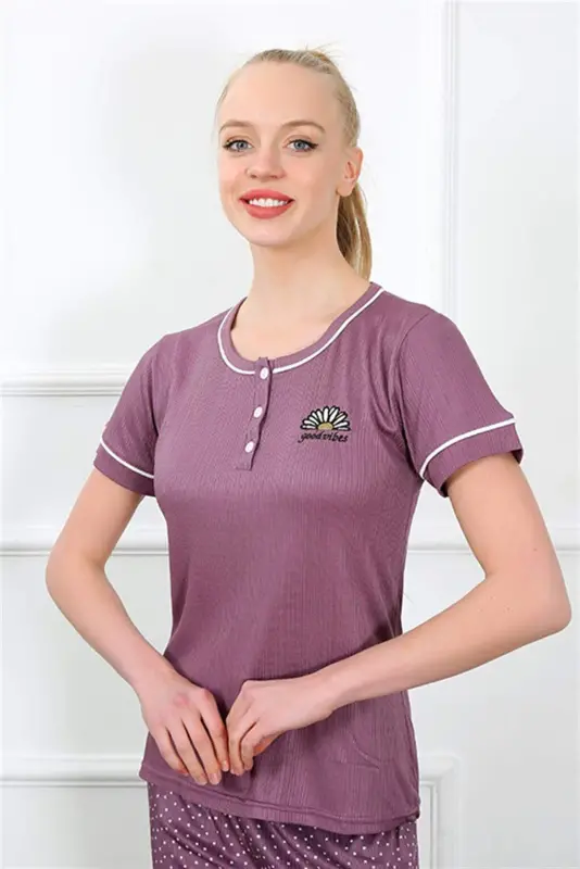 Angelino Women's Plum Short Sleeve Pajama Set 20388 - 2
