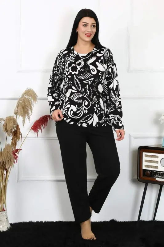 Angelino Women's Plus Size Combed Cotton Long Sleeve Pajama Set 202217 - 3