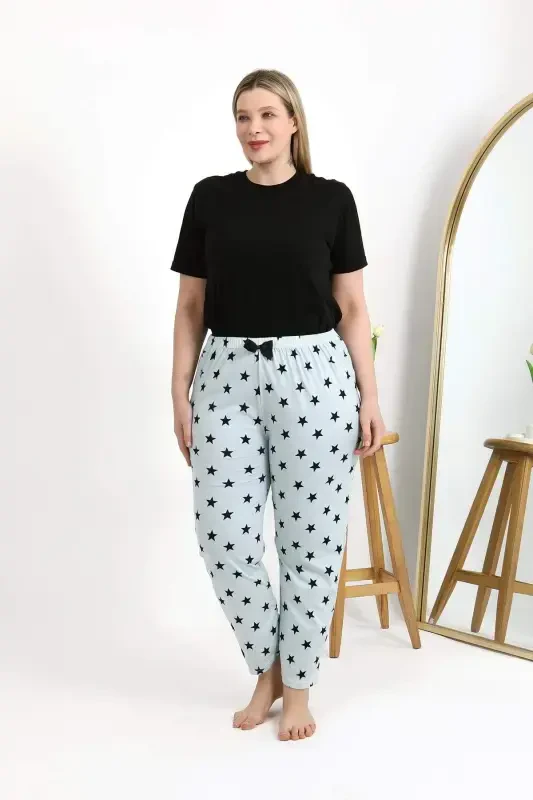 Angelino Women's Plus Size Cotton Bottom Pajamas 27557 Ice Blue - 1