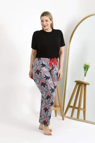 Angelino Women's Plus Size Cotton Bottom Pajamas 27557 Salmon - BÜYÜKBEDENIZ (1)