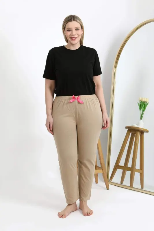 Angelino Women's Plus Size Cotton Bottom Pajamas 27559 Beige - 4