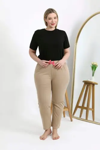 Angelino Women's Plus Size Cotton Bottom Pajamas 27559 Beige - 5