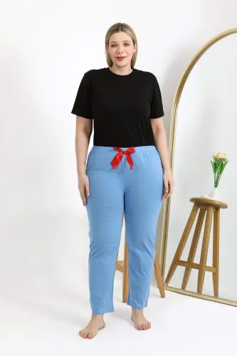 Angelino Women's Plus Size Cotton Bottom Pajamas 27559 Blue - 1
