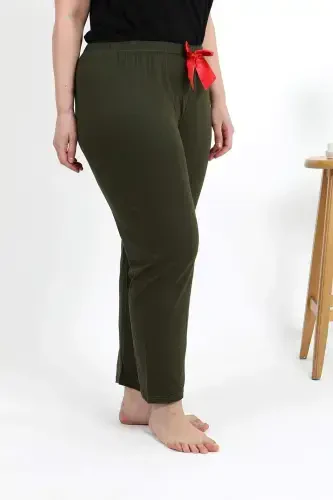Angelino Women's Plus Size Cotton Bottom Pajamas 27559 Khaki - BÜYÜKBEDENIZ (1)