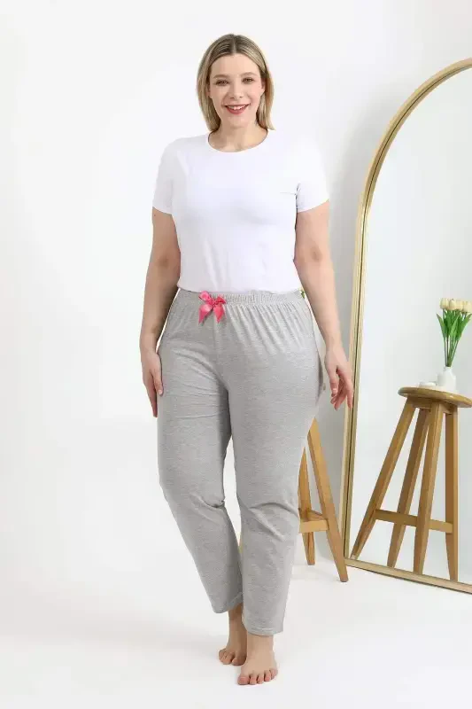 Angelino Women's Plus Size Cotton Bottom Pajamas 27560 Gray - BÜYÜKBEDENIZ