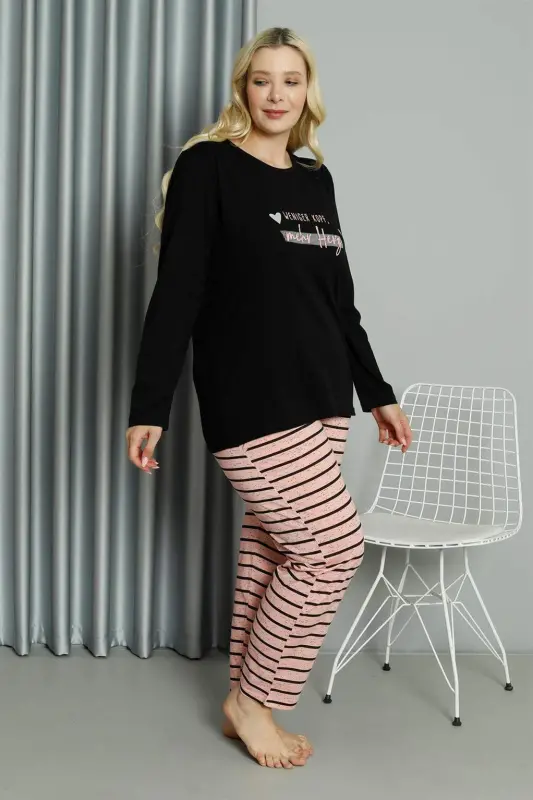 Angelino Women's Plus Size Cotton Long Sleeve Pajama Set 202210 - 3
