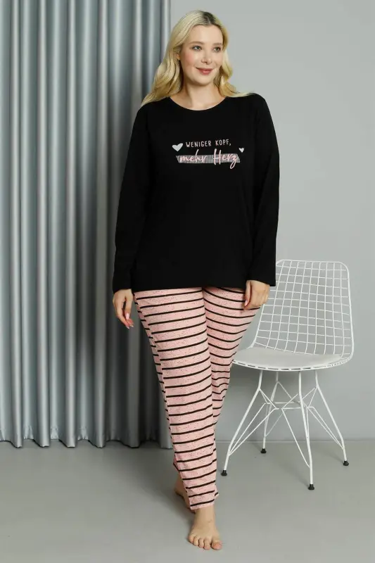 Angelino Women's Plus Size Cotton Long Sleeve Pajama Set 202210 - 2