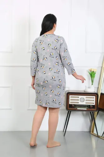 Angelino Women's Plus Size Cotton Nightdress Sleepwear Gray 12507 - 4