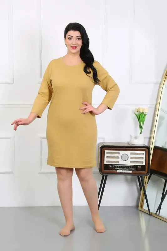 Angelino Women's Plus Size Cotton Nightgown Dress Mustard 12506 - 10