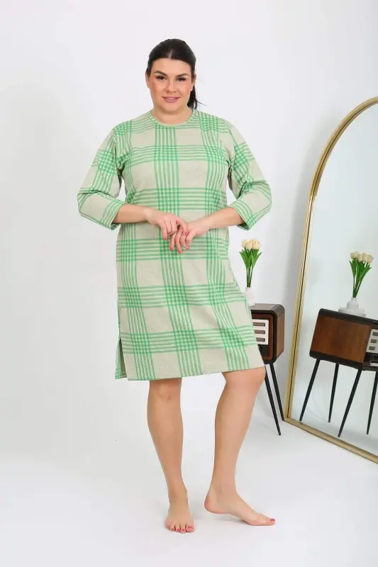 Angelino Women's Plus Size Cotton Nightgown Home Dress Green 12508 - 6
