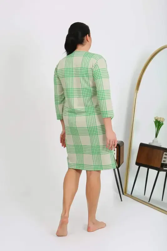 Angelino Women's Plus Size Cotton Nightgown Home Dress Green 12508 - 4
