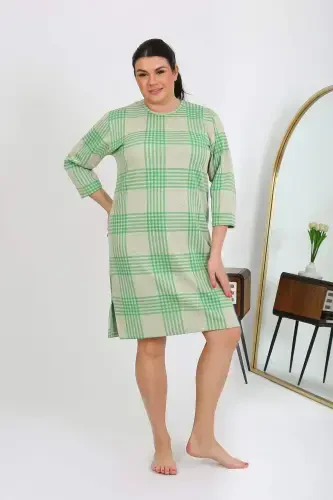 Angelino Women's Plus Size Cotton Nightgown Home Dress Green 12508 - 5