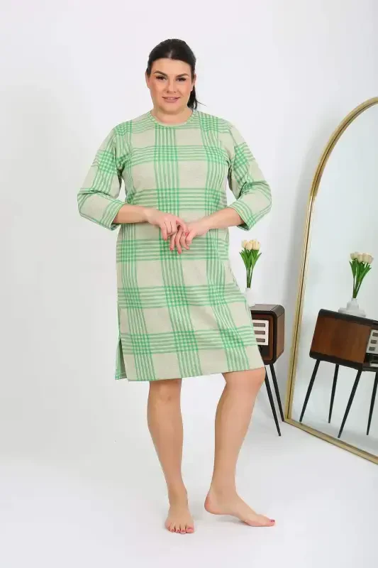Angelino Women's Plus Size Cotton Nightgown Home Dress Green 12508 - 6