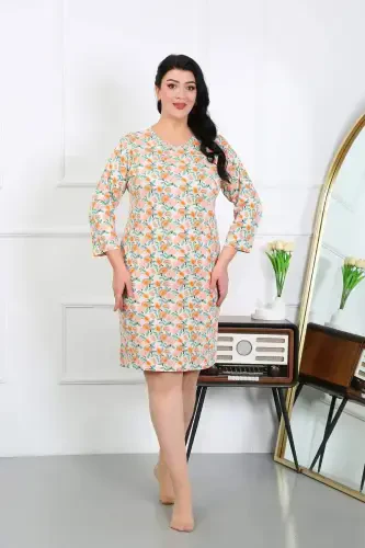 Angelino Women's Plus Size Cotton Nightgown House Dress Cream 12507 - 3