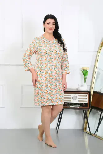 Angelino Women's Plus Size Cotton Nightgown House Dress Cream 12507 - 5