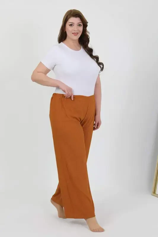 Angelino Women's Plus Size Crinkle Pants 210076 Brick Red - 1