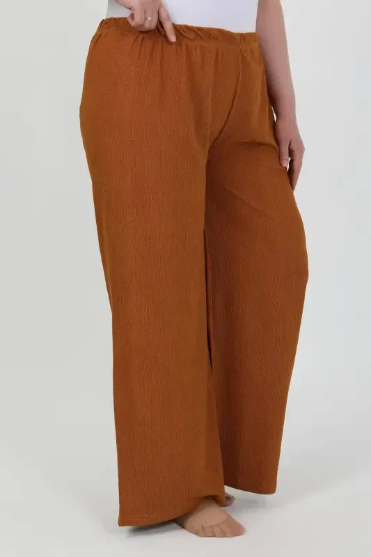 Angelino Women's Plus Size Crinkle Pants 210076 Brick Red - 3