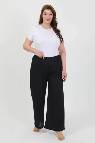 Angelino Women's Plus Size Crinkle Pants 210076 Navy Blue - 1