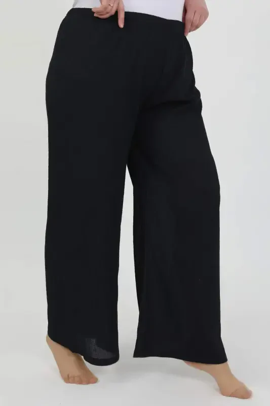 Angelino Women's Plus Size Crinkle Pants 210076 Navy Blue - 2