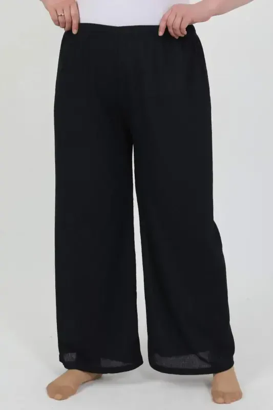 Angelino Women's Plus Size Crinkle Pants 210076 Navy Blue - 3