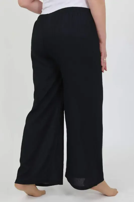 Angelino Women's Plus Size Crinkle Pants 210076 Navy Blue - 6