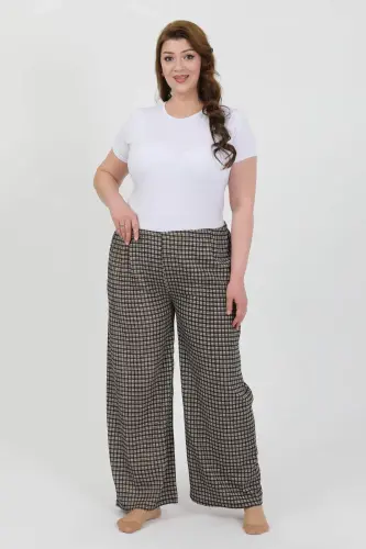 Angelino Women's Plus Size Crinkled Trousers 210076 Brown - 1