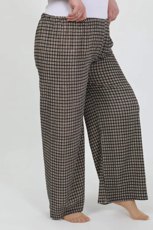 Angelino Women's Plus Size Crinkled Trousers 210076 Brown - 2