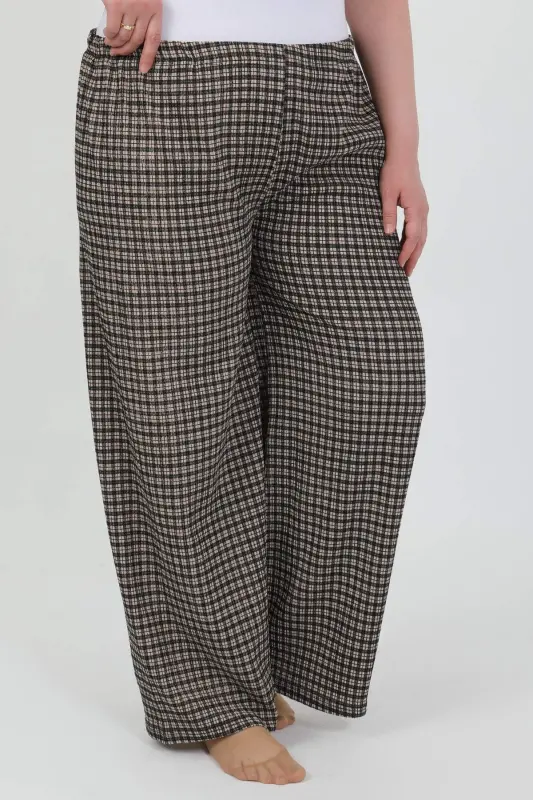 Angelino Women's Plus Size Crinkled Trousers 210076 Brown - 3