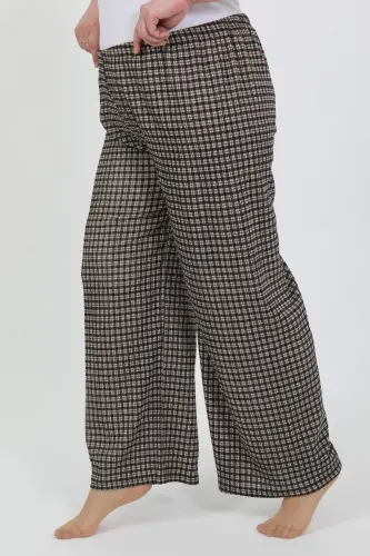 Angelino Women's Plus Size Crinkled Trousers 210076 Brown - 4