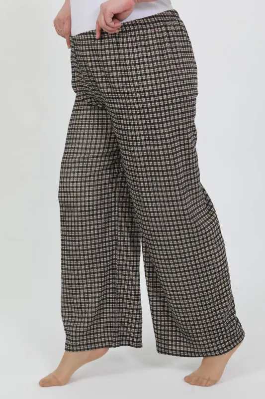 Angelino Women's Plus Size Crinkled Trousers 210076 Brown - 4