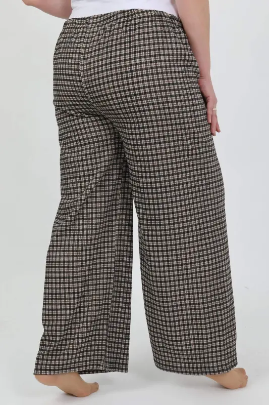 Angelino Women's Plus Size Crinkled Trousers 210076 Brown - 6