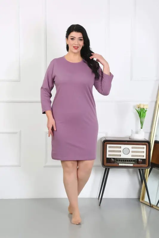 Angelino Women's Plus Size Jersey Nightdress Home Dress Maroon 12506 - 4