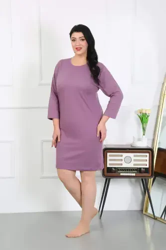 Angelino Women's Plus Size Jersey Nightdress Home Dress Maroon 12506 - 3