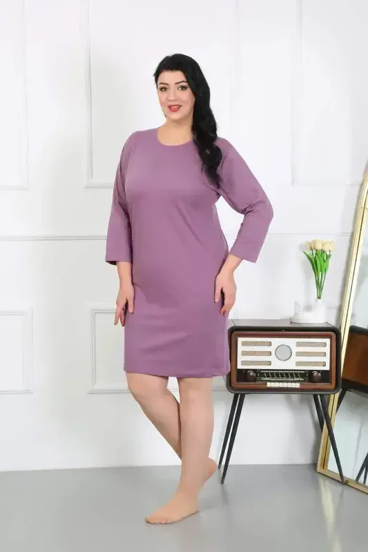 Angelino Women's Plus Size Jersey Nightdress Home Dress Maroon 12506 - 3