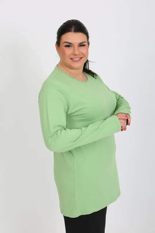 Angelino Women's Plus Size Long Sleeve Cotton Pajama Set Pistachio Green 202408 - 2