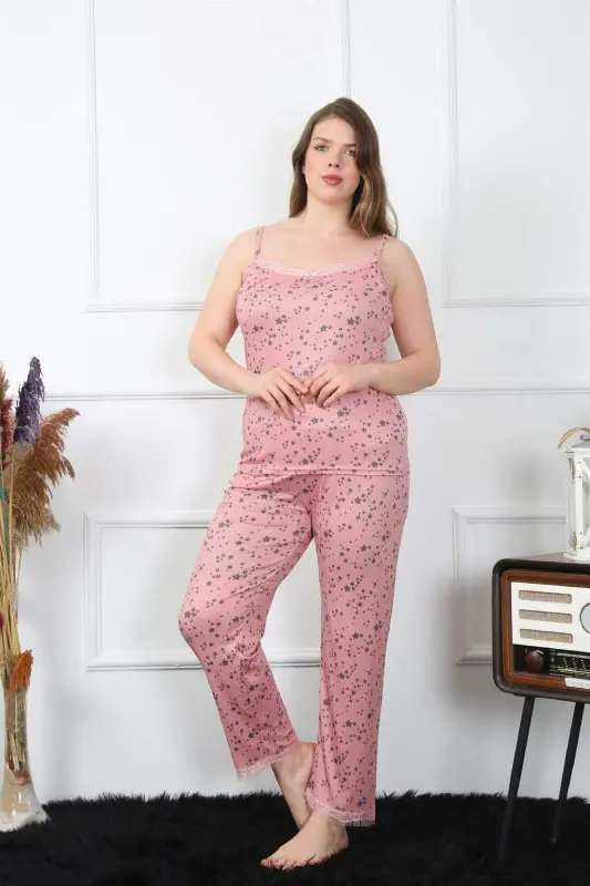 Angelino Women's Plus Size Salmon Spaghetti Strap Pajama Set 202198 - 3